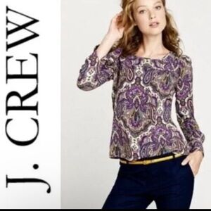 J. Crew Multicolor Paisley Print Talitha Blouse Long Sleeves